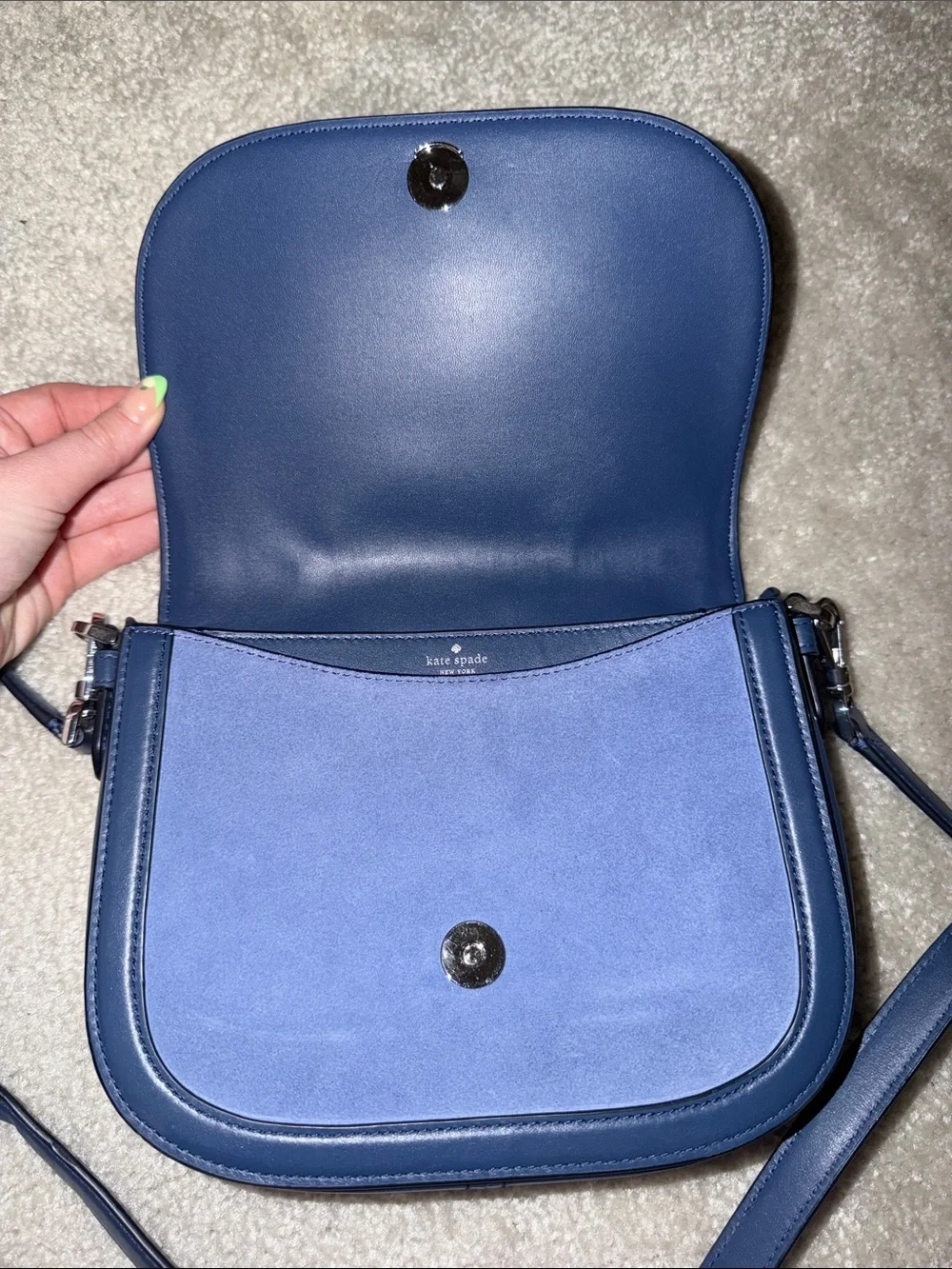 kate spade Blue Suede and Leather Crossbody Bag